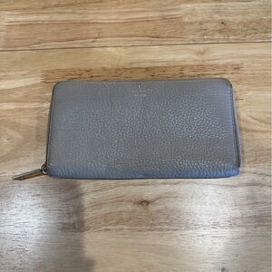 Kate Spade Gray Pebble Leather Zip Wallet